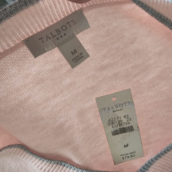 Talbots Layered Look V-neck Pink Grey Sweater NWT - Picture 9 of 9